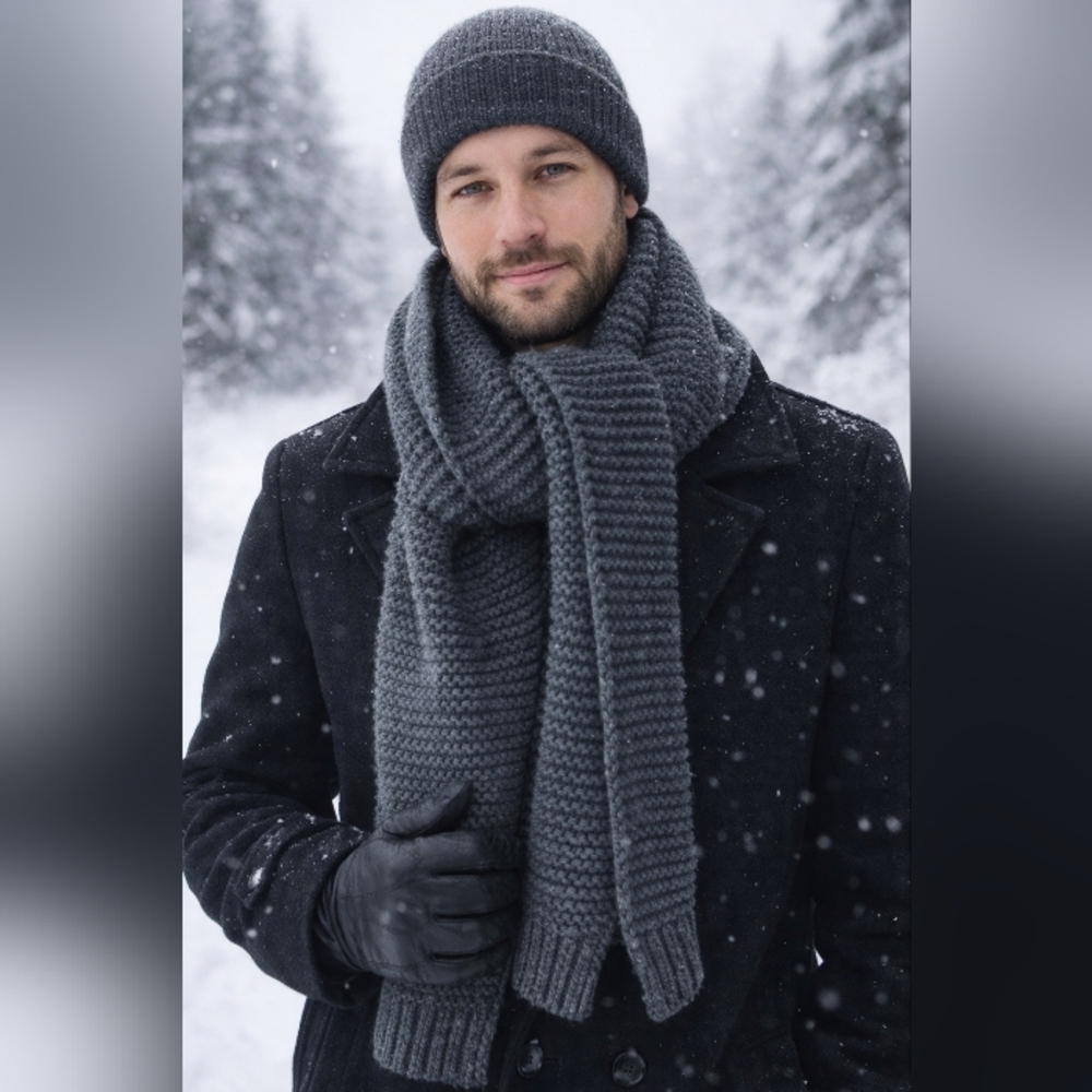Point Zero Charcoal Knit Long Scarf